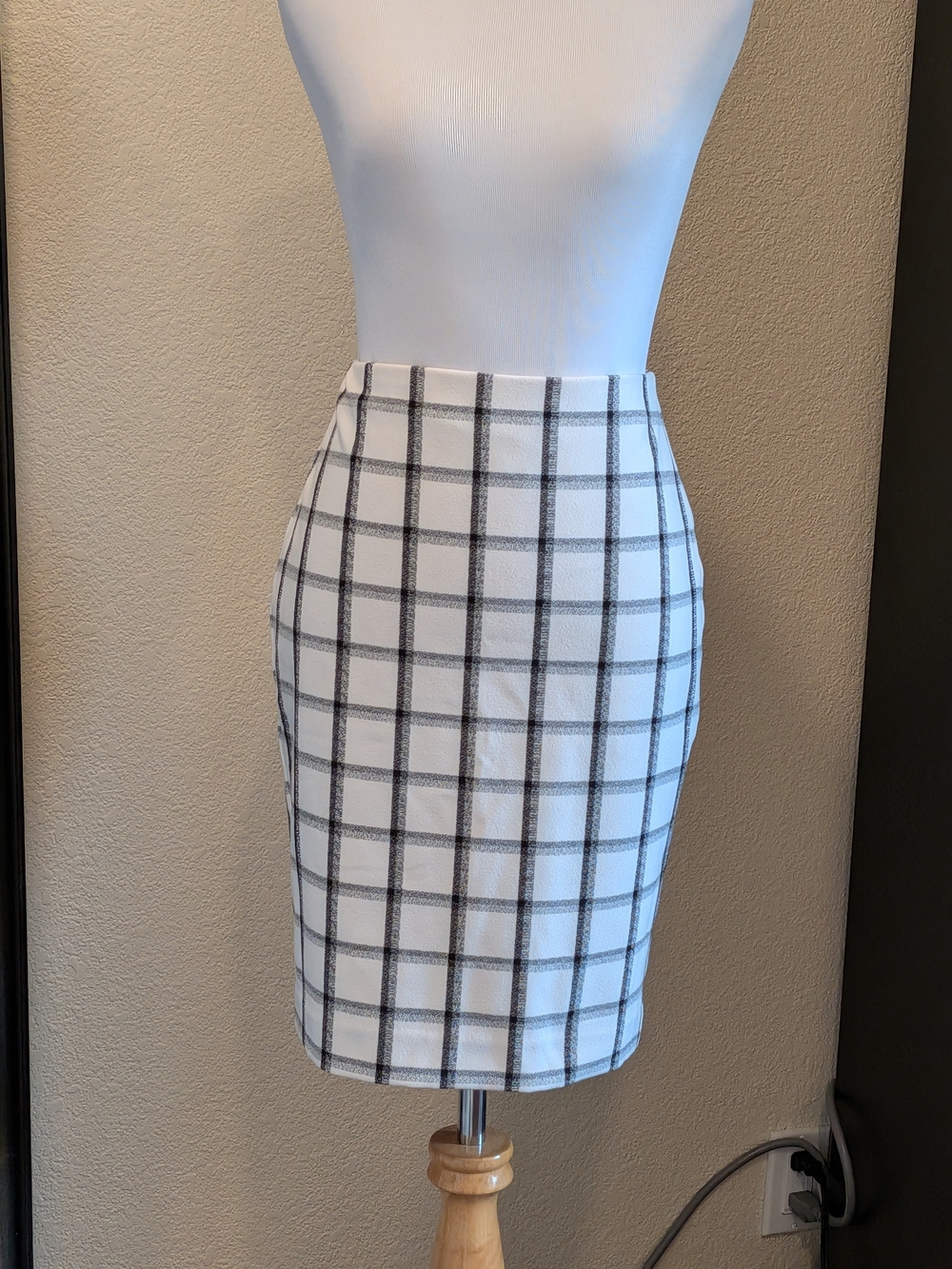 Express Plaid High Waist Pencil Skirt Black White Size 00